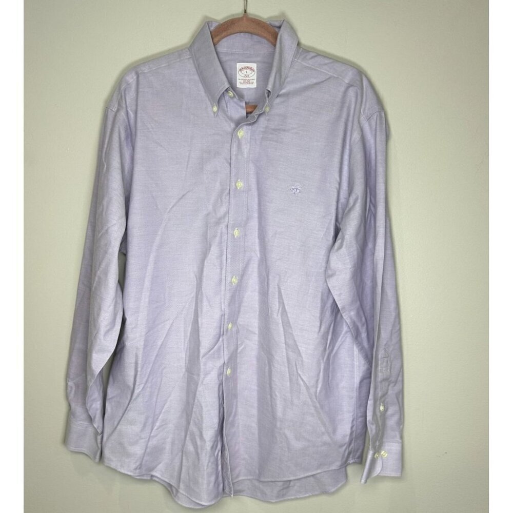 Brooks Brothers 346 Men's Large Purple Lilac Long Sleeve Button Down Shirt
